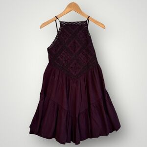 American Eagle Outfitters Plum Crochet Halter Dress